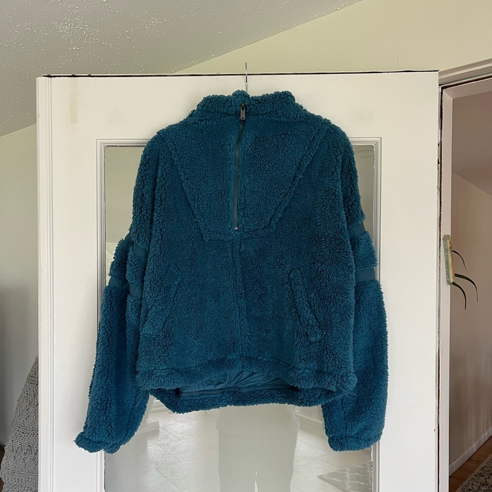 Free People Nantucket Fleece in Wave Runner Blue Sz L - Picture 4 of 8
